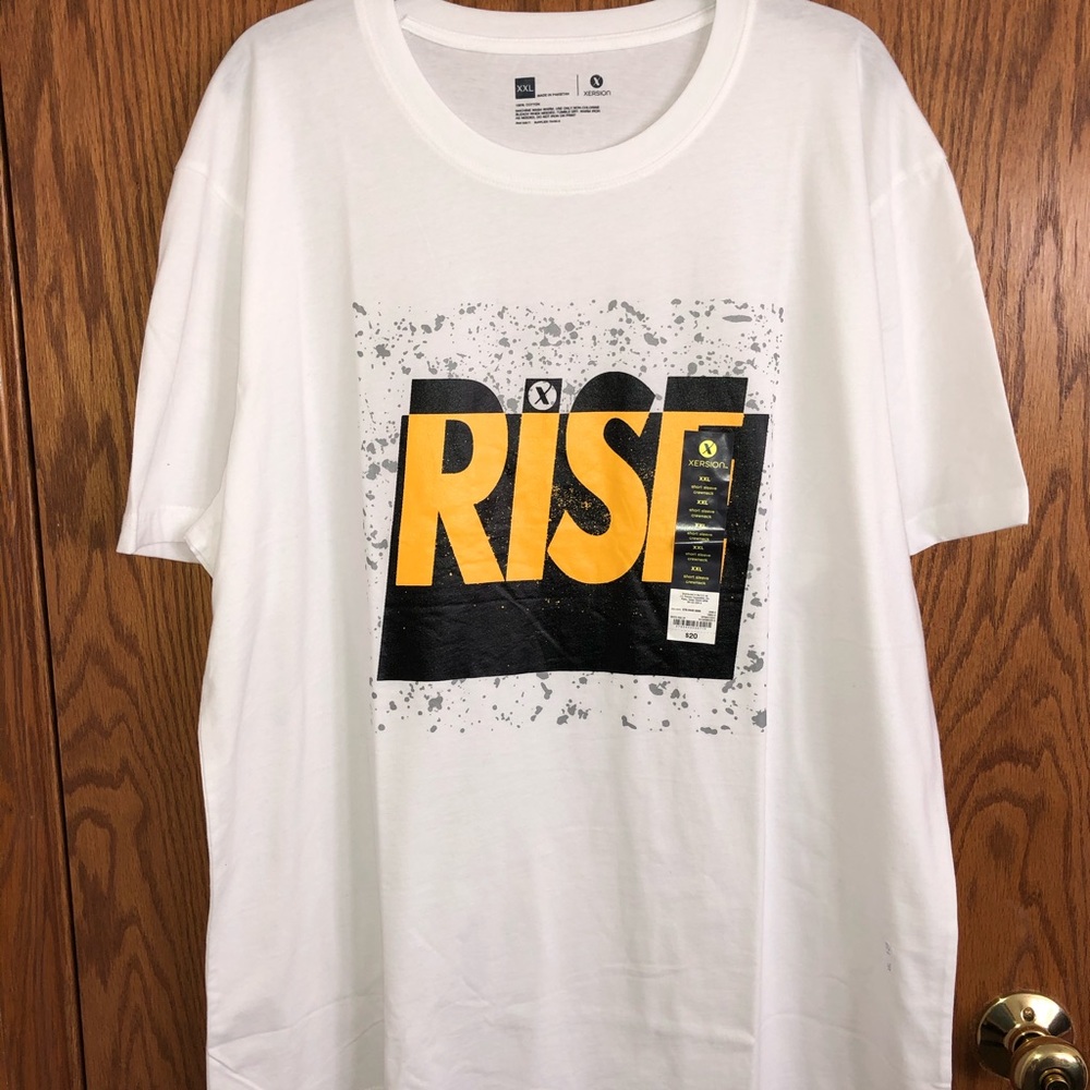 Xersion White Graphic T-Shirt Rise Up Men's Sz XXL